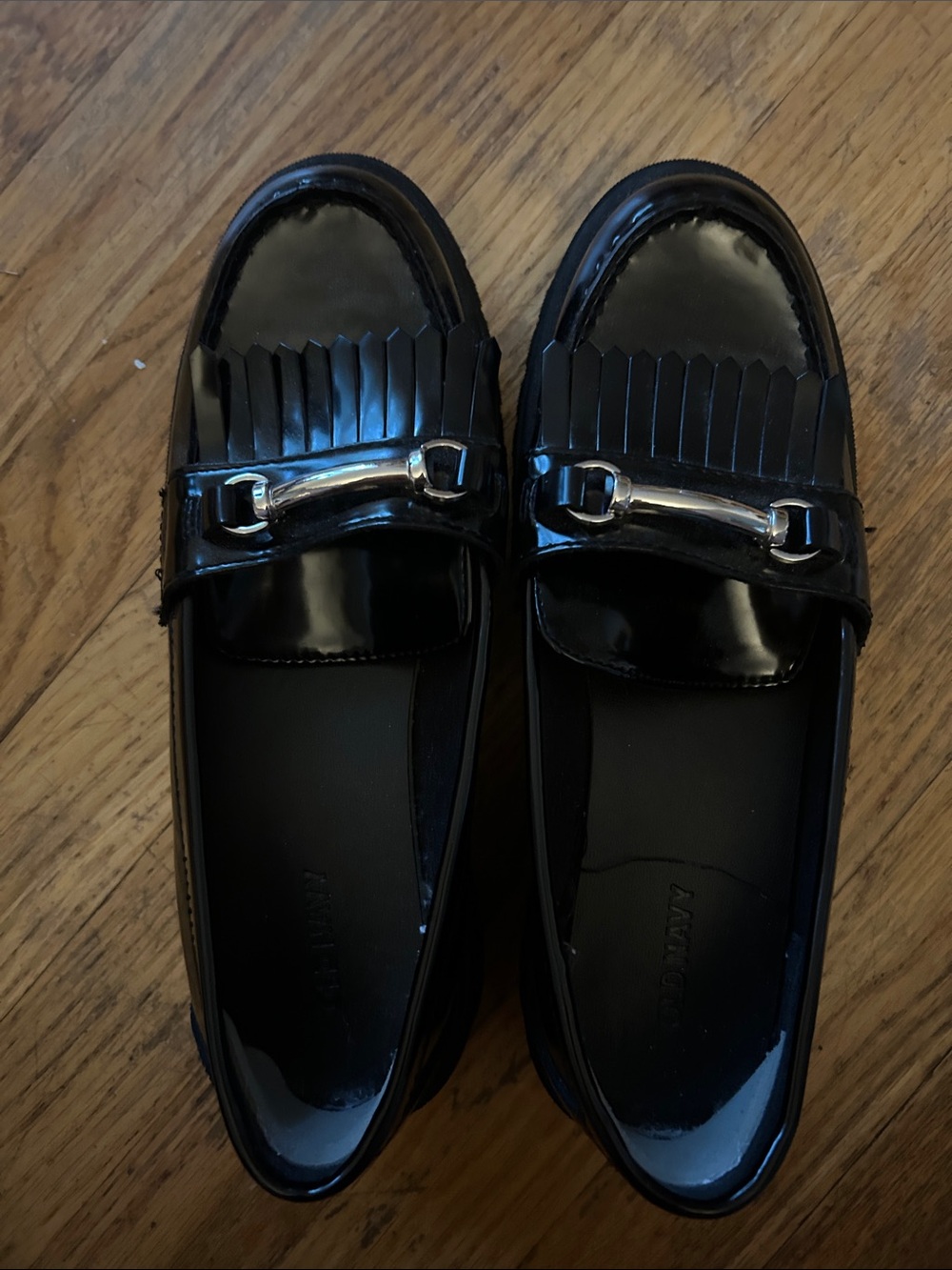 Adults  Black Patent Loafers with Silver Bit Accent excellent condition